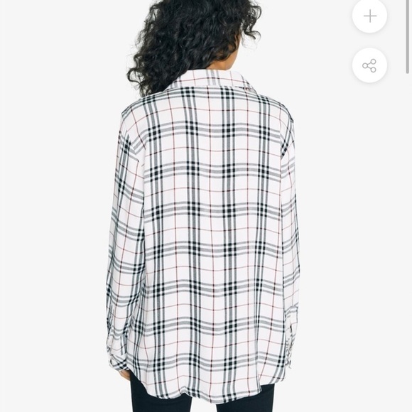 ANTHROPOLOGIE 𝅺Sanctuary Plaid Boyfriend Oversized Shirt Small - Picture 2 of 7